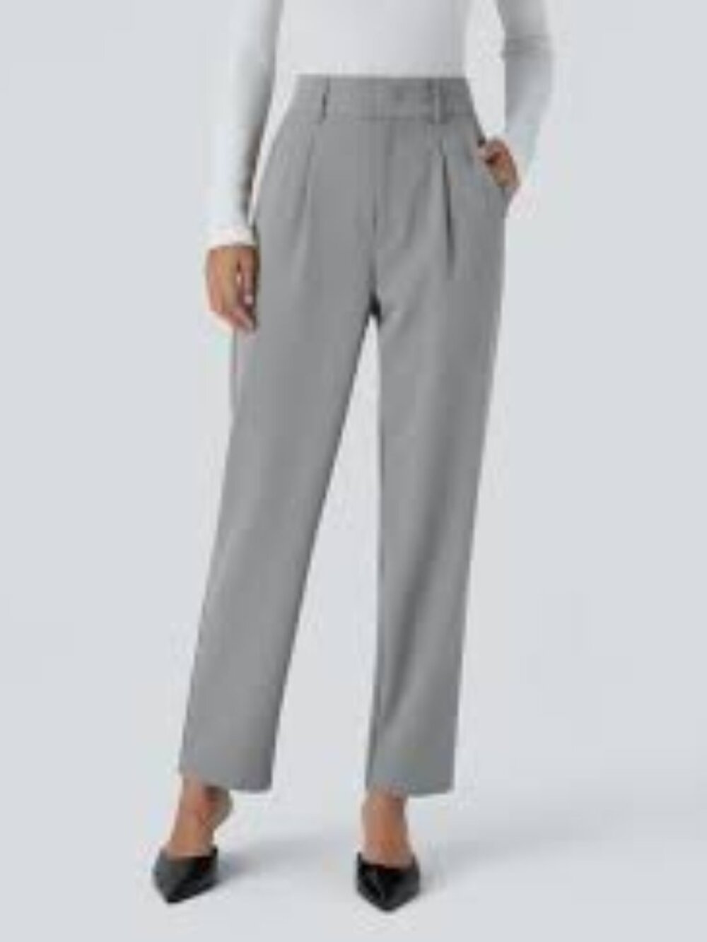 Halara Grey High waisted Straight leg Pants Size Medium NWT